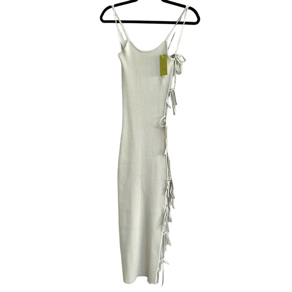 NWT Lioness Spaghetti Strap Cutout Side Bodycon Midi Dress Cream Women's Size XS - Picture 2 of 6